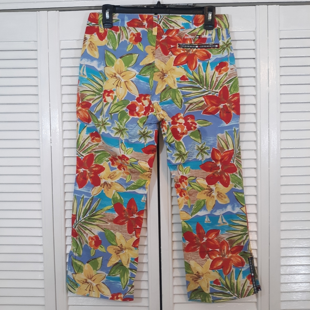 Hilfiger vtg tropical cotton capri pants sz 7 *A - Picture 3 of 10